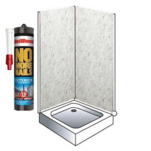 White Marble Shower Wall Panels Kit 1000MM x 2.4m X 10mm 2 Sided