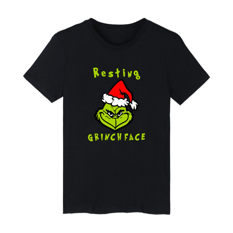 (Black-Resting Grinch Face, XL) Short The Christmas Sleeve Tshirt Resting Face Men Women Tee Tops