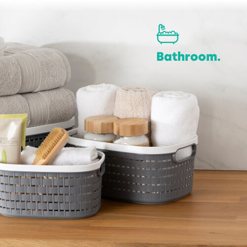LIVIVO (8L) LIVIVO 1Pc Plastic Storage Basket - Grey 2