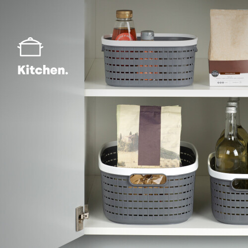 LIVIVO (14L) LIVIVO 1Pc Plastic Storage Basket - Grey 1