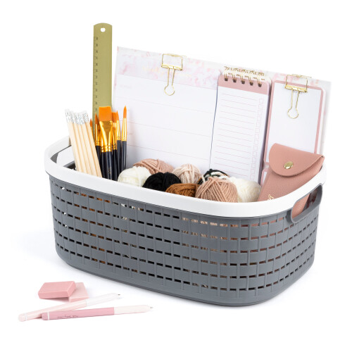 LIVIVO (14L) LIVIVO 1Pc Plastic Storage Basket - Grey