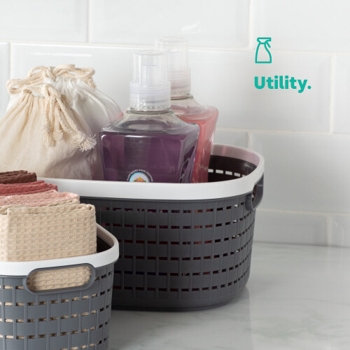 LIVIVO (14L) LIVIVO 1Pc Plastic Storage Basket - Grey 2