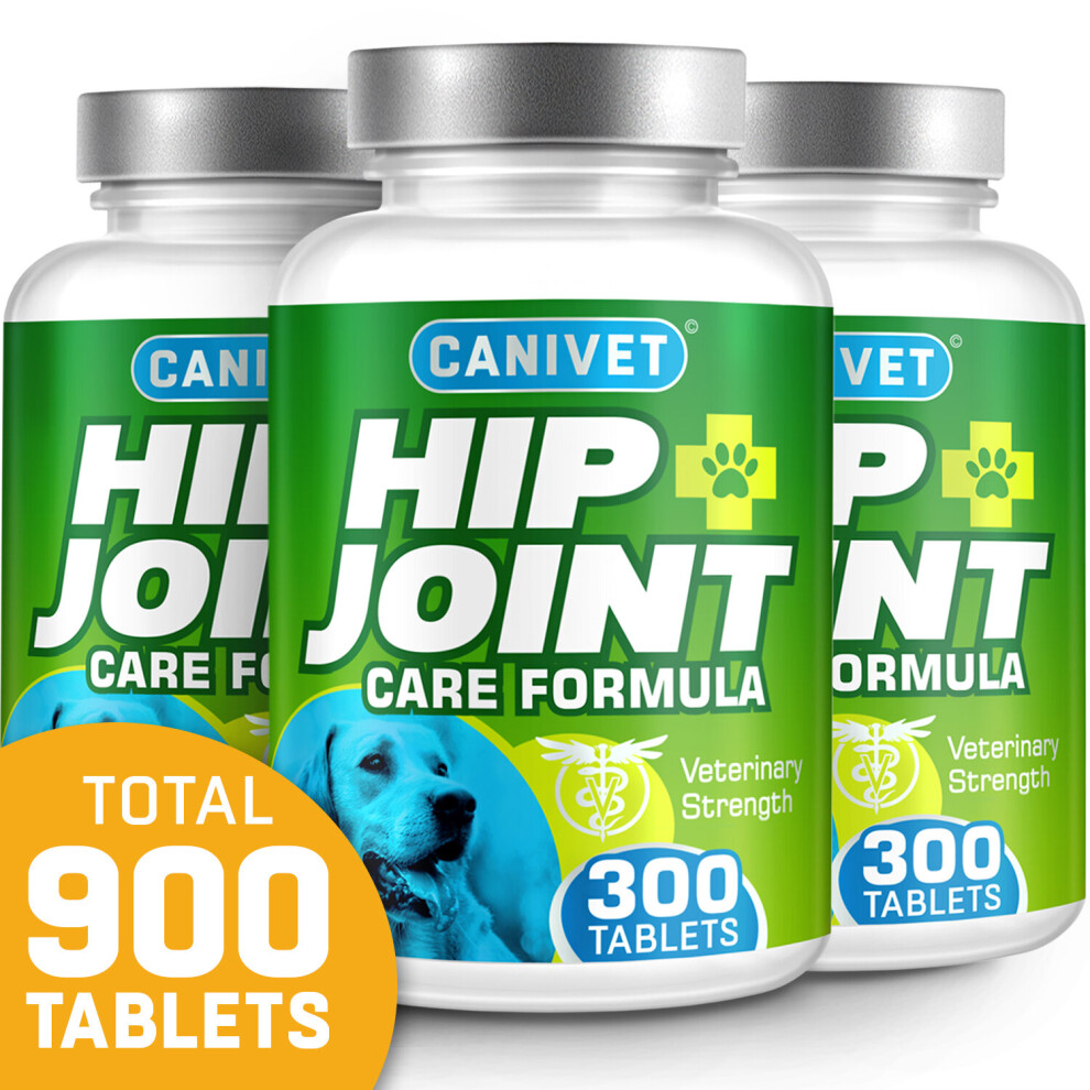 (900 Tablets (in 3 tubs)) CANIVET Joint Supplements For Dogs - With Glucosamine and Chondroitin