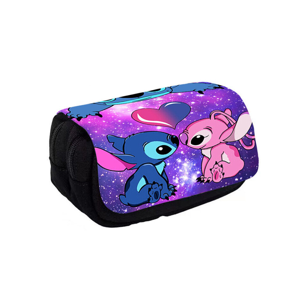 (06) Lilo Stitch Angel Pencil Case 2035l Capacity Genderneutral Style Breathable