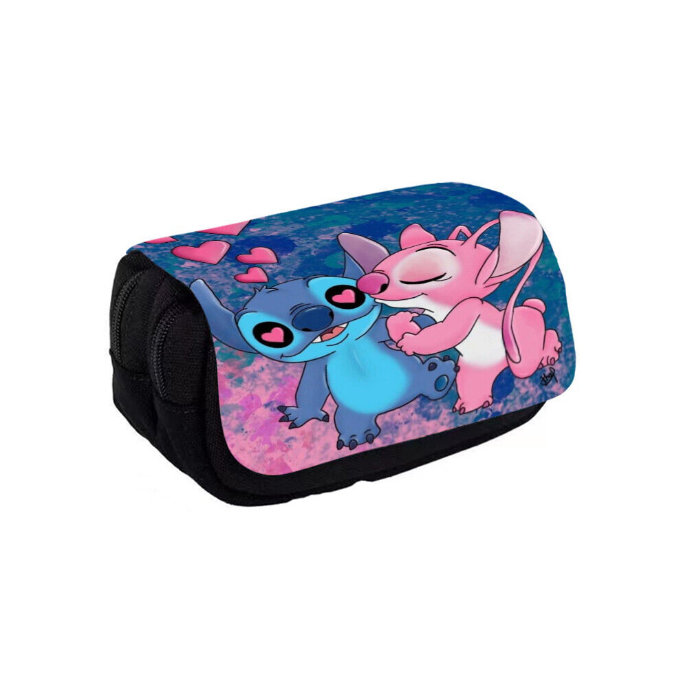 (07) Lilo Stitch Angel Pencil Case 2035l Capacity Genderneutral Style Breathable