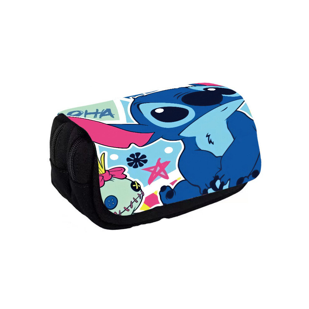 (09) Lilo Stitch Angel Pencil Case 2035l Capacity Genderneutral Style Breathable