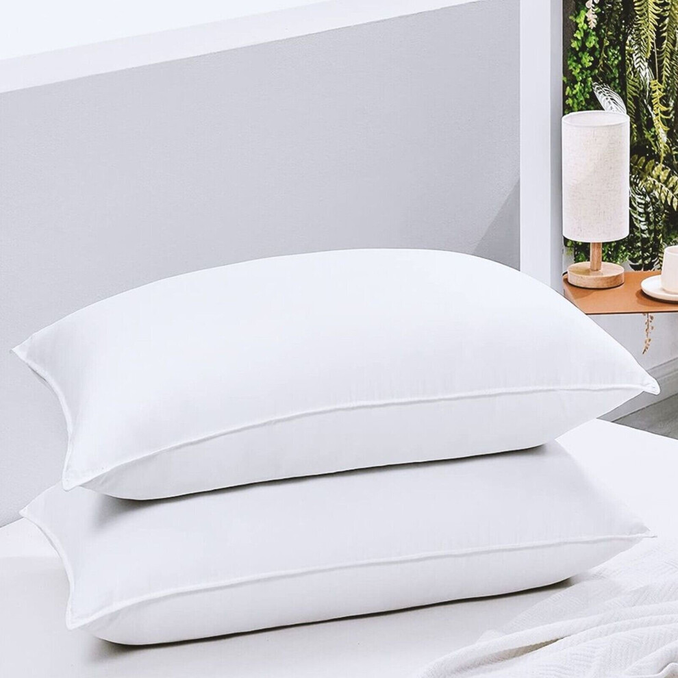 (WHITE FIRM DELUXE PILLOW) Pack of 2 Pillows Bounce Back- Hypoallergenic Soft Luxury- Standard Size 50x75 cm- Neck Head Support Bed Pillow- Comfortabl