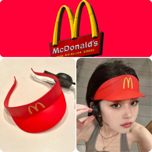 Mcdonalds Crew Visor Happy Meal Toy Set with Microphone - Funny Photo Prop Hat Gift for Kids & Pets