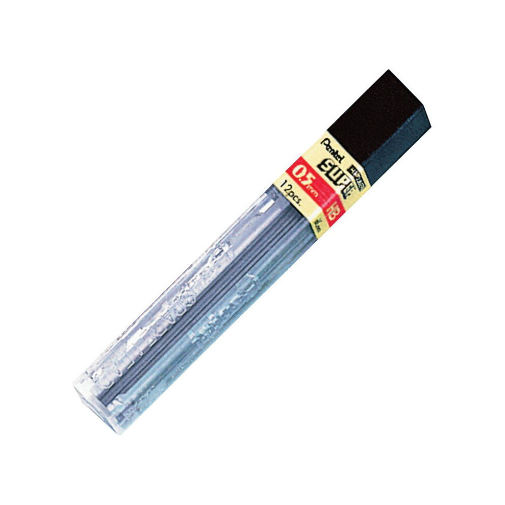 Pentel 049251 Super Hi-Polymer Pencil Refill Lead, 0.5 Mm Hb Medium Tip - Black