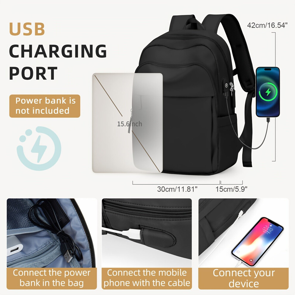 Large Capacity Travel Backpack Heavy Duty 39 62 Cm Laptop Bag Usb Charging Travel Daypack & Knapsack For Business & School Black 885664760732