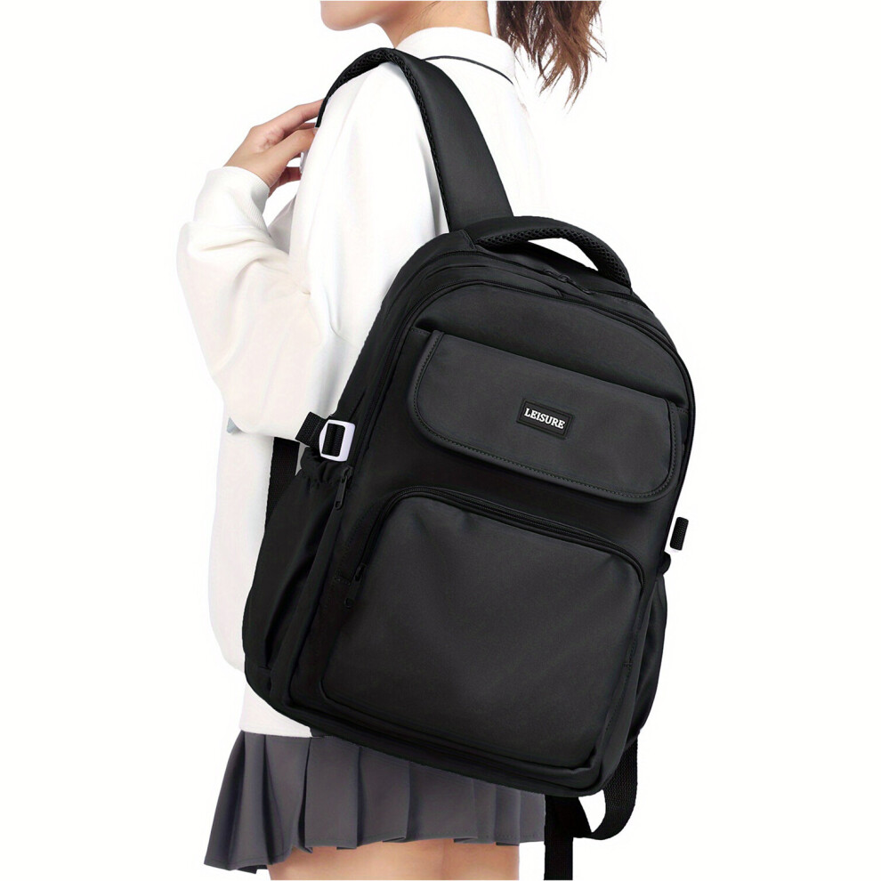 Preppy Solid Zipper Backpack All Match Storage Rucksack Womens School Bag-image-OPC-PC7C7D9-NEW