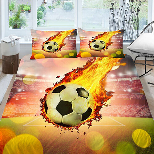 (Style 02, Single) 3D Duvet Covers 2PCS/3PCS Football Bedding Set