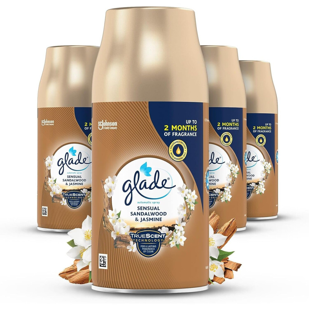 Glade Automatic Air Freshener Refills, Room Spray & Odour Eliminator, Sandalwood & Jasmine, 4 Refills (4 x 269 ml), Packaging May Vary-image-OPC-PC7JFVG-NEW