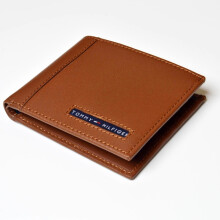Tommy Hilfiger Men's Protected Tan Leather Passcase Wallet 31TL22X063