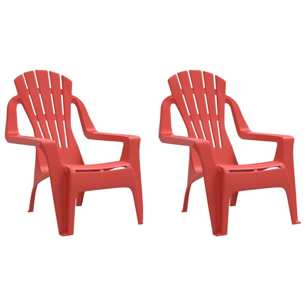 (red) vidaXL Garden Chairs Patio Outdoor Chair 2 pcs for Children PP Wooden Look