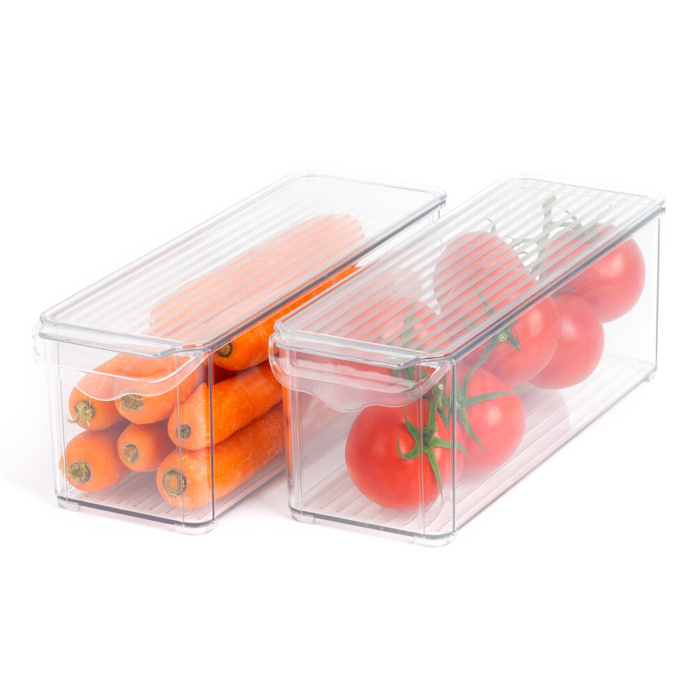 Medium-Sized Clear Fridge Storage Organisers - Set of 2