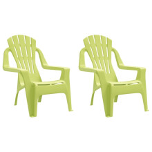 (green) vidaXL Garden Chairs Patio Outdoor Chair 2 pcs for Children PP Wooden Look