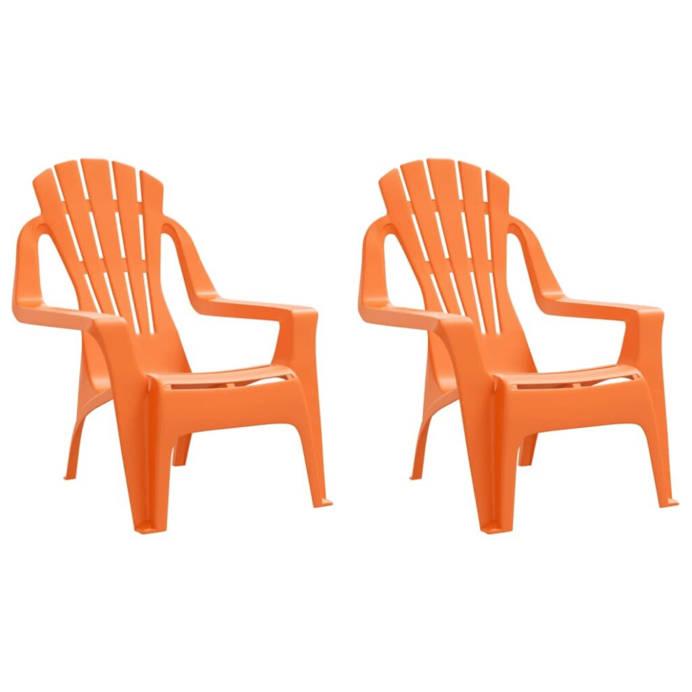 (orange) vidaXL Garden Chairs Patio Outdoor Chair 2 pcs for Children PP Wooden Look-image-OPC-PC7QPKB-NEW