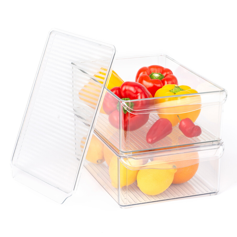 (LARGE) LIVIVO Fridge Storage Organiser Clear - Set of 2