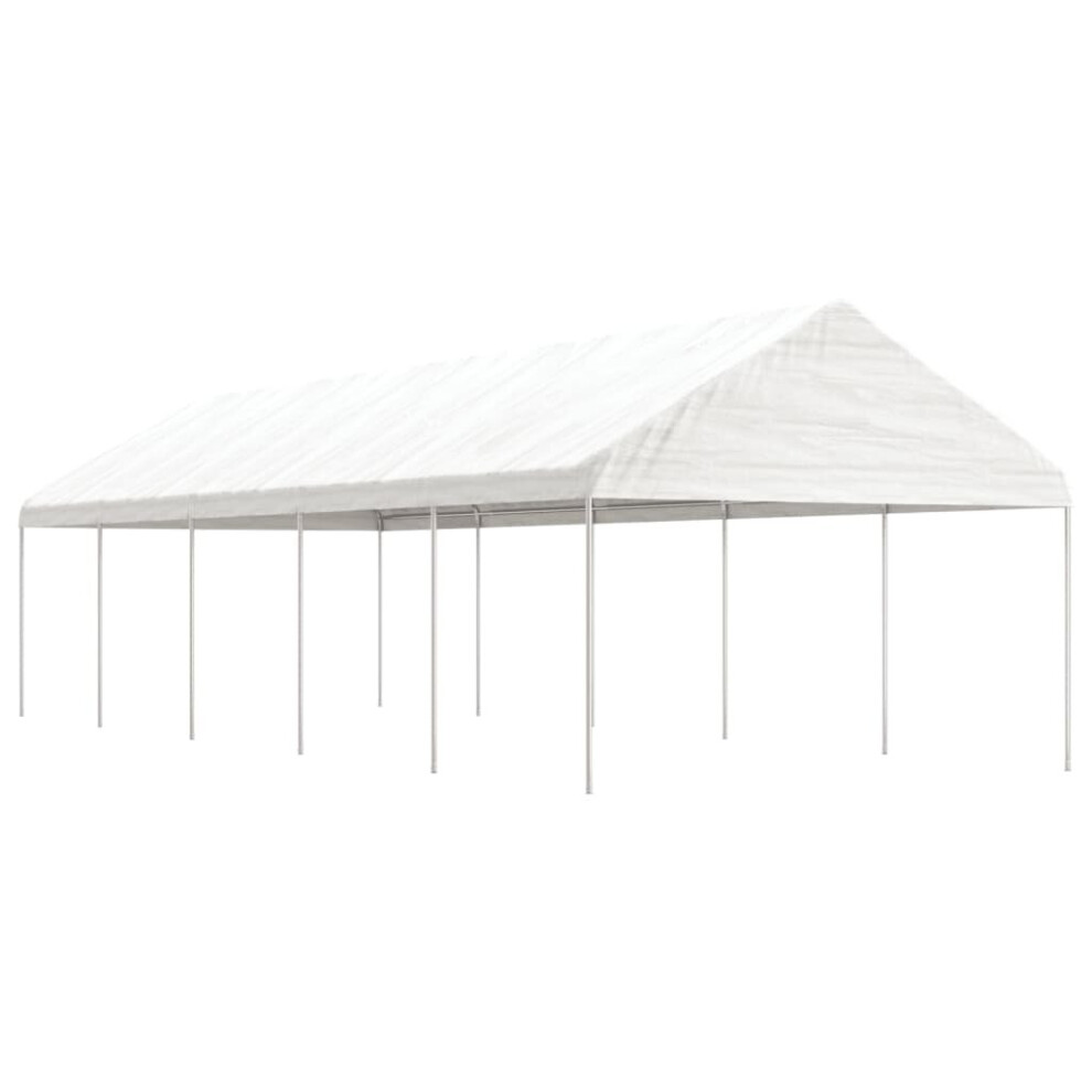 (11.15 x 4.08 x 3.22 m) vidaXL Gazebo Part Tent with Roof Pavilion Outdoor Marquee White Polyethylene