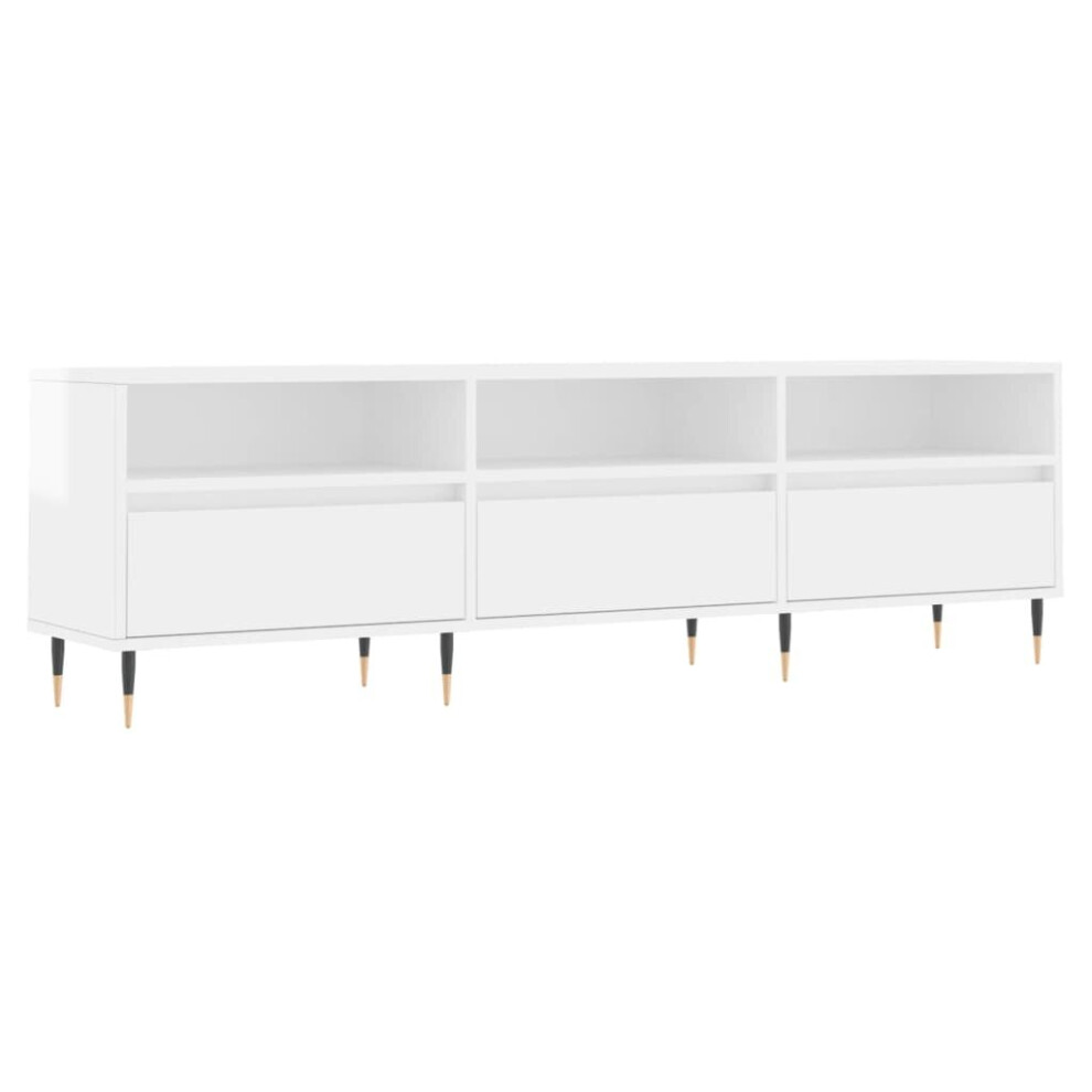 vidaXL TV Cabinet TV Unit Sideboard TV Stand High Gloss White Engineered Wood