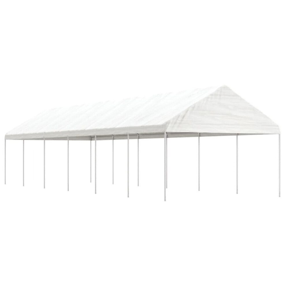 (13.38 x 4.08 x 3.22 m) vidaXL Gazebo Part Tent with Roof Pavilion Outdoor Marquee White Polyethylene