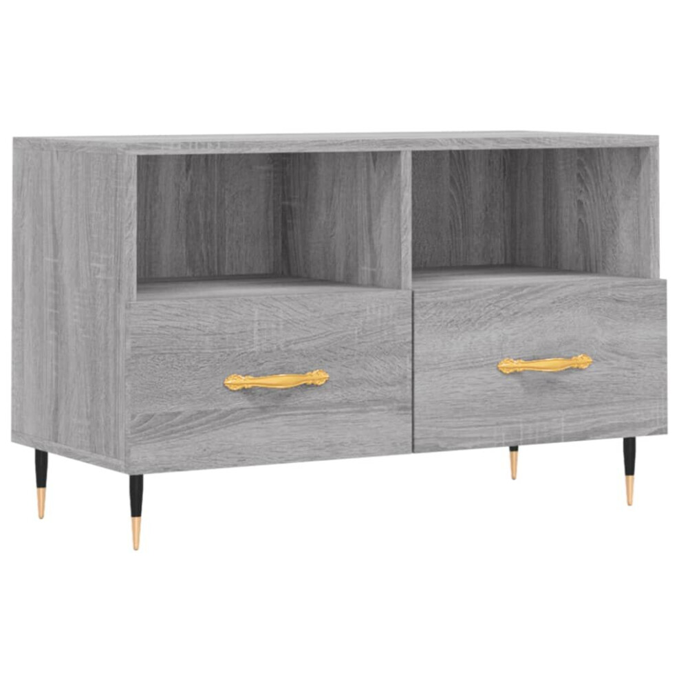 vidaXL TV Cabinet 2 Drawer 2 Shelf Grey - Image 2