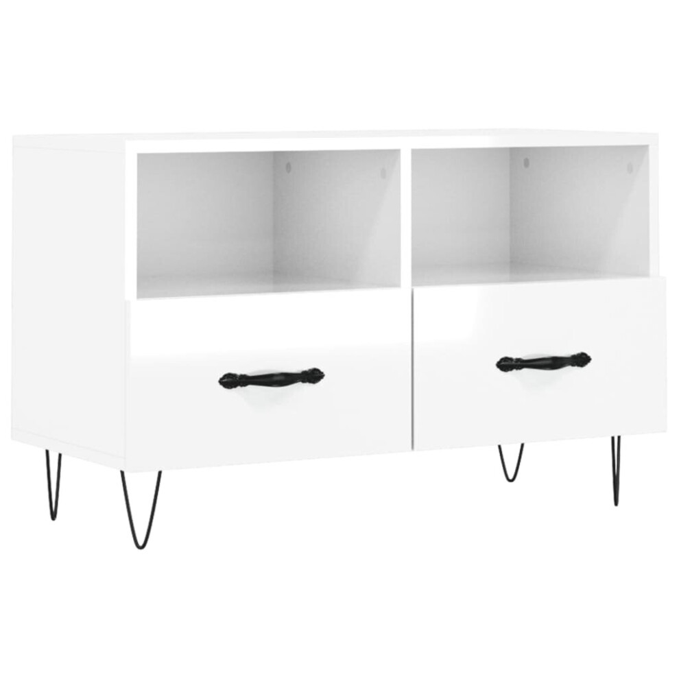 vidaXL TV Cabinet TV Unit Sideboard TV Stand High Gloss White Engineered Wood