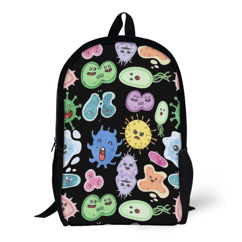 Backpacks Cute Microbes Bacteria, Virus, Ecoli MicroBiology Seamless ...