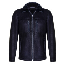 (XS) Men's Black Sheepskin Biker Jacket Shearling