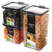 Ultra Tritan Airtight Pantry & Kitchen Storage Containers | 3 Square Plastic Food Containers with Lids (1x 1.3L + 2x 700ml) | Stackable | Locking