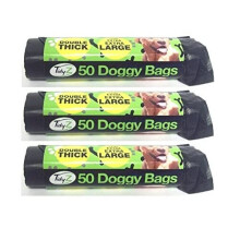 150 Extra Strong TidyZ Black Doggy Waste Bags With Tie Handle 32cm x 38cm