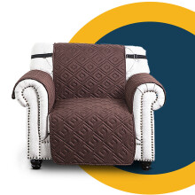 (1 Seater Sofa Slip Cover) Waterproof Pet Sofa Cover Recliner Chair Covers Brown & Beige