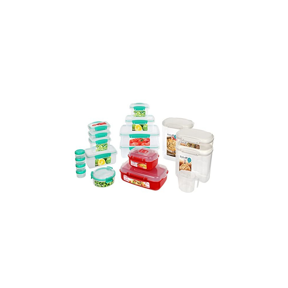 Sistema New Home Kitchen Storage & Organisation Gift Pack | 18 Containers | Lunch Boxes, Meal Prep Containers, Pantry Storage, Microwave Food Steamers & More