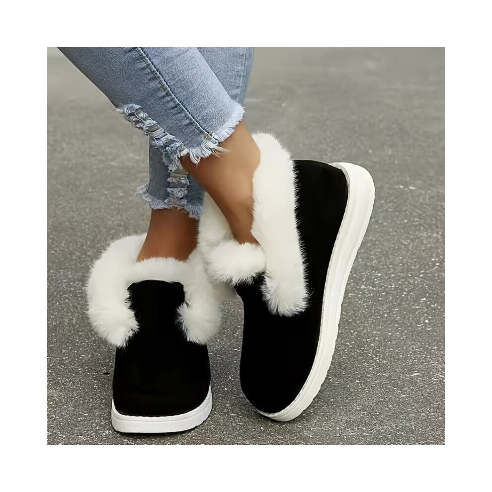 Womens Fleece Liner Loafer Shoes Casual Thermal Low Top Thick Bottom Slip On Shoes Womens Footwear-image-OPC-PC8HJS9-NEW