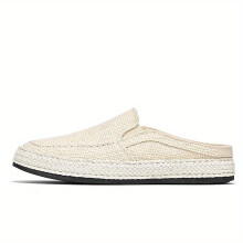 Mens Casual Slip On Flaxen Mule Shoes With Espadrille Decor Casual Outdoor Rubber Sole Open Back Walking Shoes