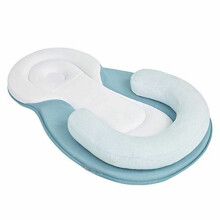 (Blue) Baby Infant Newborn Anti Roll Pillow Cushion Prevent Flat Head Sleep Support