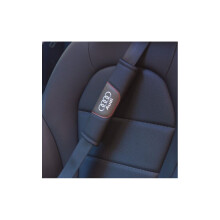 2pcs Audi Logo Seat Belt Cover Shoulder Pad Microfiber Soft Leather