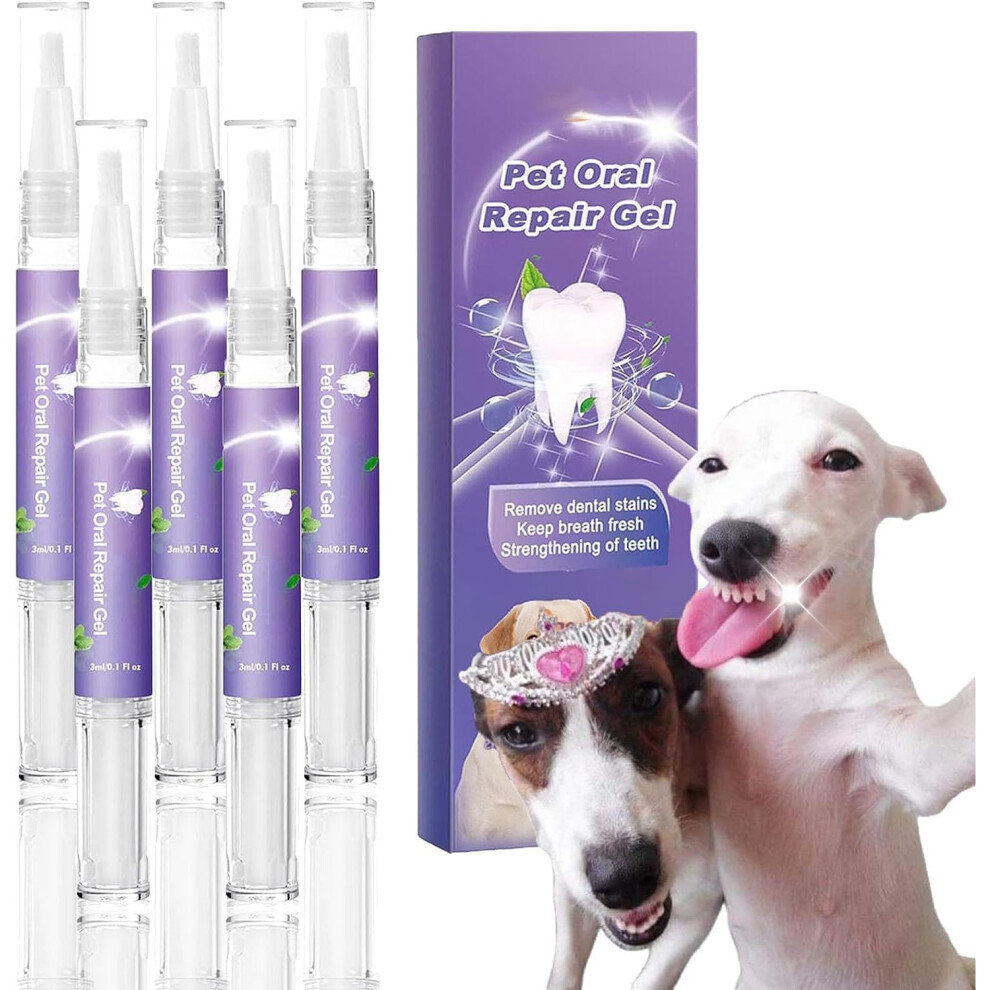 (5pcs) Pet Oral Repair Gel,pet Oral Restoration Whitening Gel, No Brushing Pet Oral Repair Gel,pet Teeth Cleaning Gel For Dogs & Cats