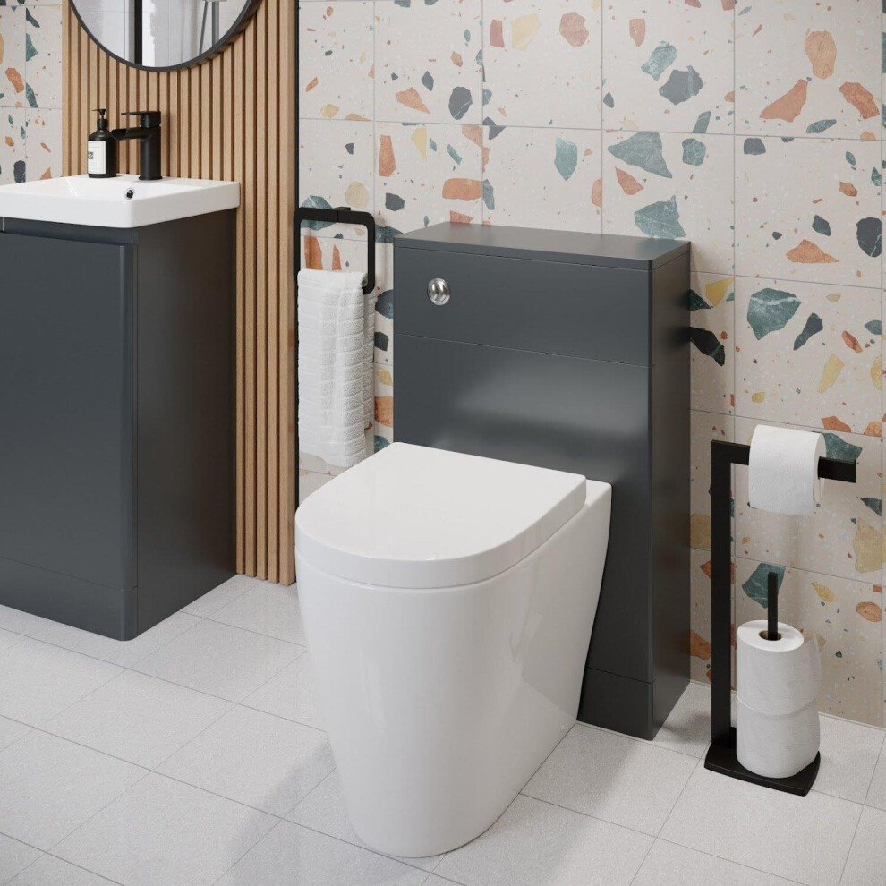 Regis Anthracite Grey Back To Wall Toilet Unit With Bordeaux Toilet - 500Mm 5056467287084