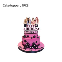 (Big Topper) Birthday Blackpink Themed Party Decoration Supplies Banner Balloon Cutlery Set