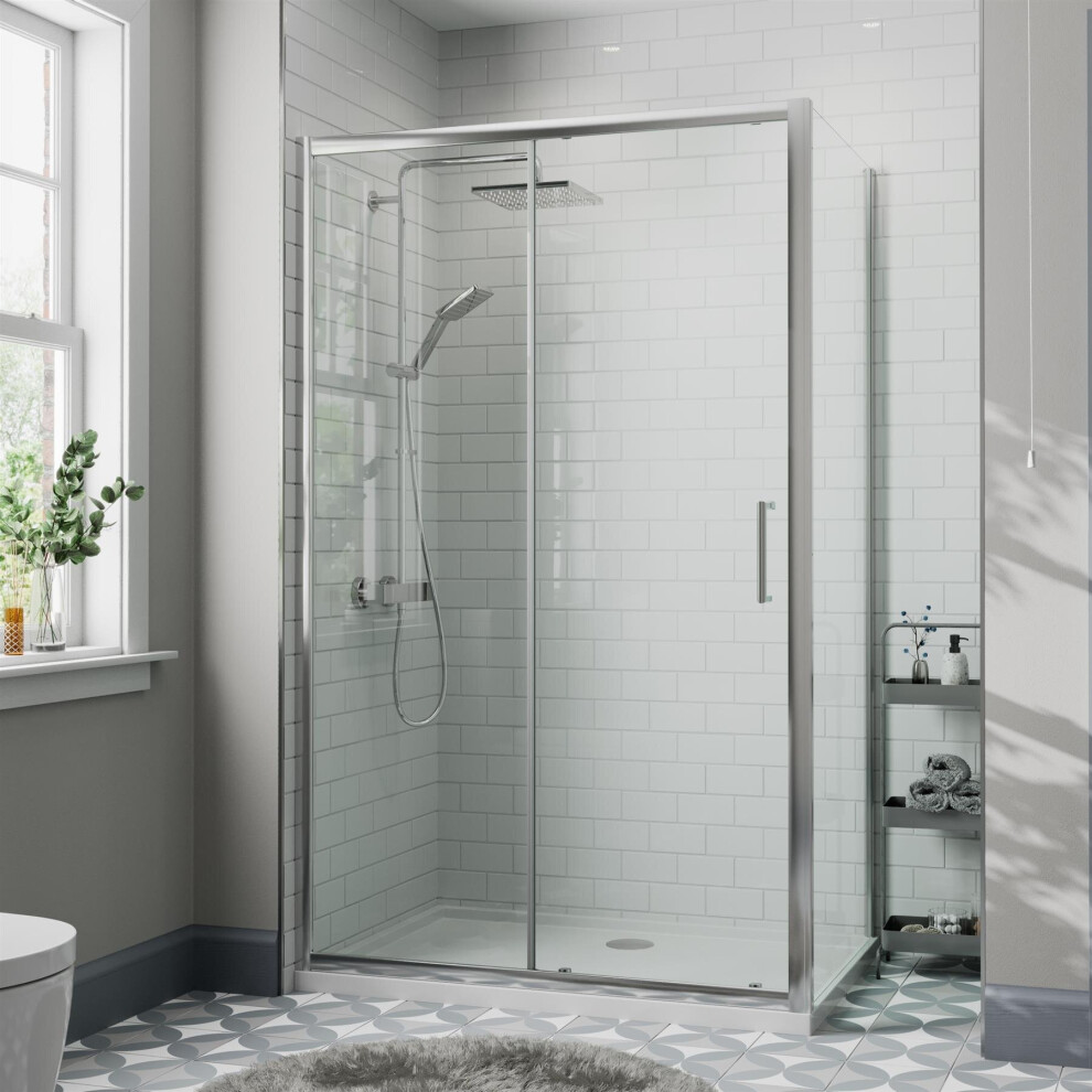 1400 X 900Mm Sliding Shower Door & Side Panel Enclosure Cubicle Framed 8Mm Glass 5056093627674