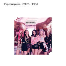 (20PCS Napkin) Birthday Blackpink Themed Party Decoration Supplies Banner Balloon Cutlery Set