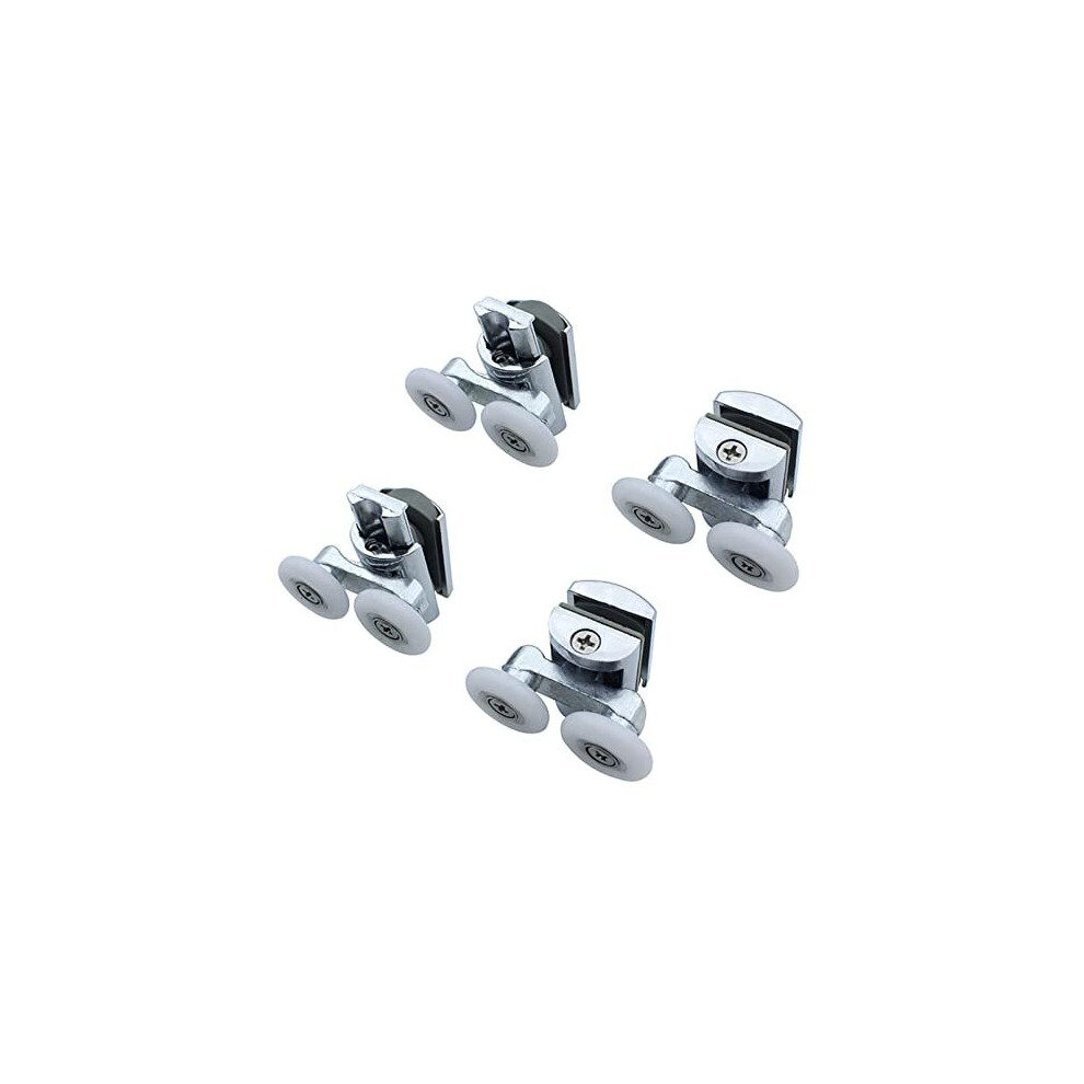 4Pcs Shower Door Rollers Shower Glass Door Roller, Shower Twin Wheels Runner Pulleys, Solid Zinc Alloy 23Mm Diameter Wheels For Shower Enclosure, 732490835793