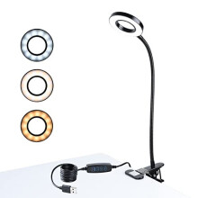Clip Lamp, 9 Watts, 90 CRI, 800 Lumen Clamp Reading Lamp, CeSunlight Clip on Light, Desk Lamp, Warm & Daylight & White Light 3 Colors, 10 Dimmable