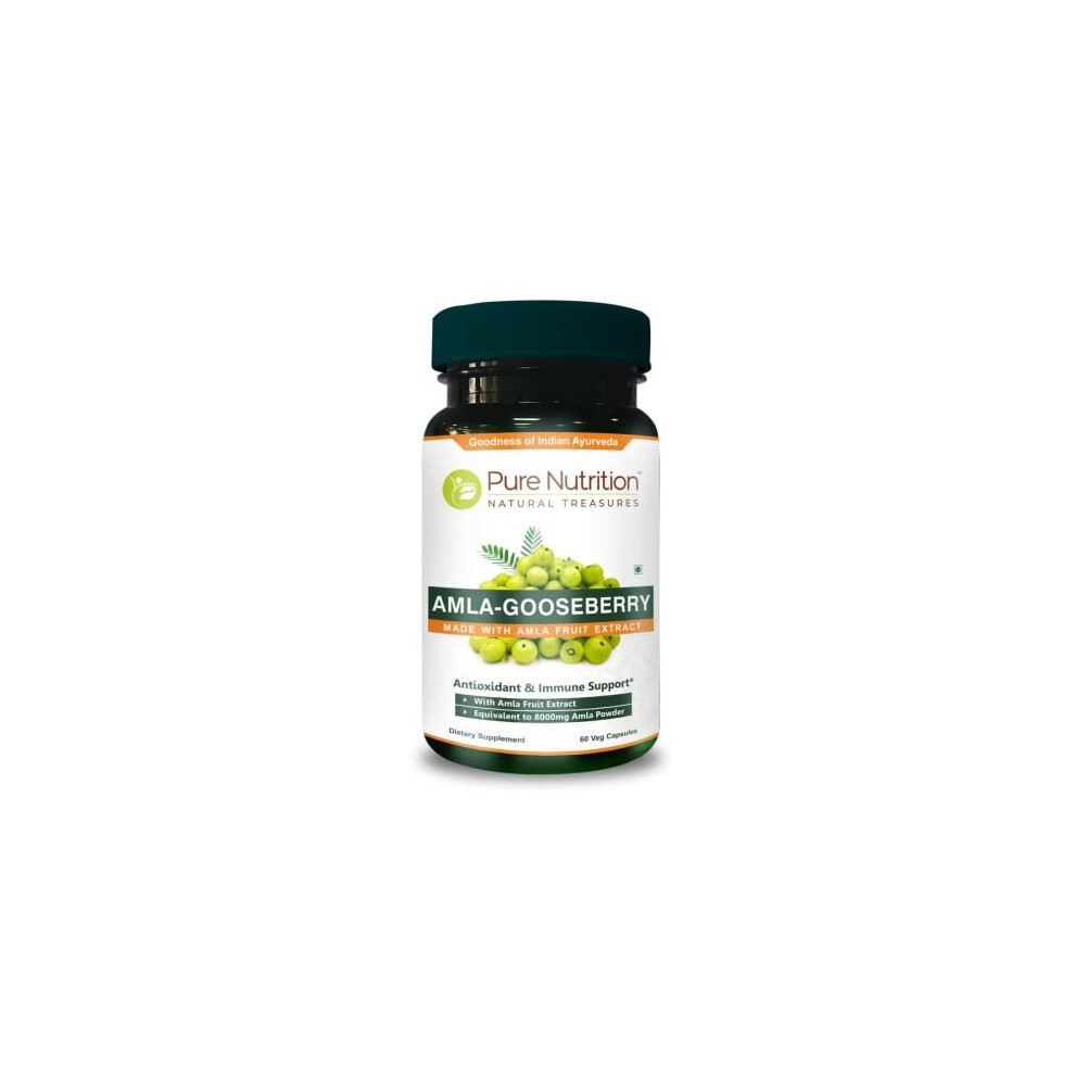 Pure Nutrition Amla Extract 1000mg. (Equivalent to 8000mg Amla Fruit Powder) Non GMO | 60 Veg Capsules