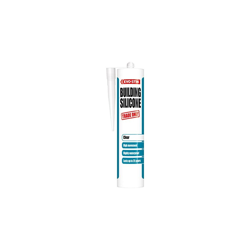 Building Silicone Sealant, Waterproof, High Movement Accommodation, Interior & Exterior Use, Lasts up to 25 Years, Colour: Clear, Size: 290ml