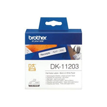 DK-11203 Label Roll, File Folder Labels, Black on White, 300 Labels, 17 mm (W) x 87 mm (L), Brother Genuine Supplies