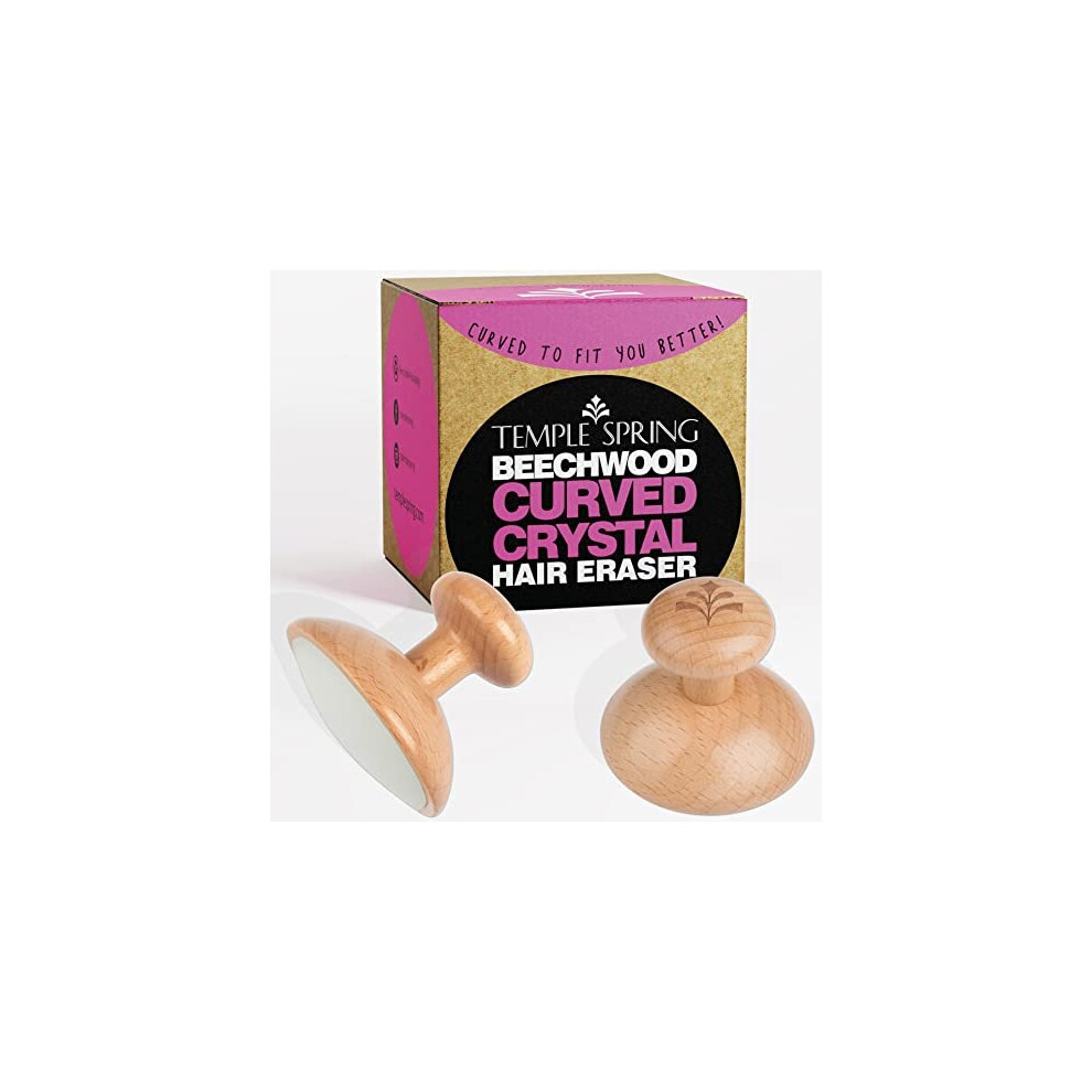 Temple Spring Curved Magic Crystal Hair Eraser CHE-DE Beechwood - Plastic-Free, Painless Exfoliating Hair Remover for Legs, Back & Body
