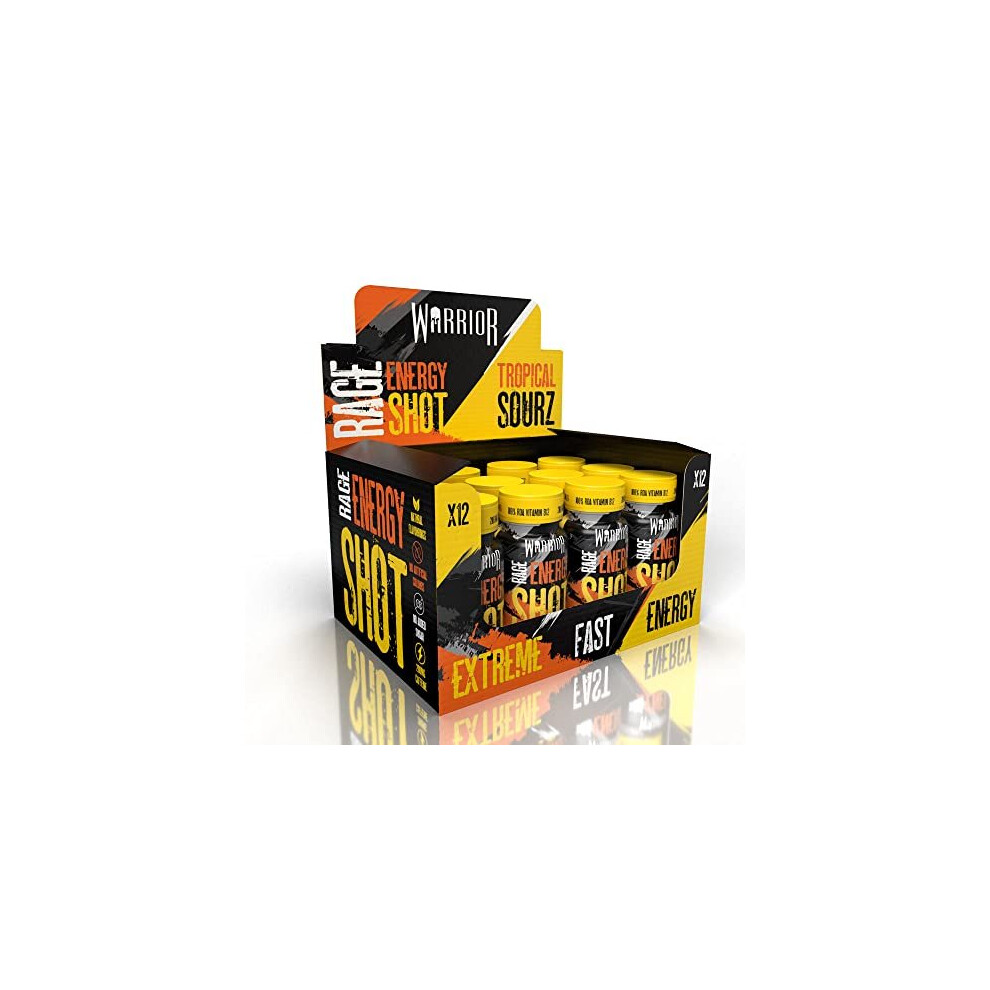 Warrior Rage Energy Shot – Pre Workout Shot – Energy Drink – 12 X 60Ml – Ready To Drink Supplement – 200Mg Caffeine – Natural Flavourings, No